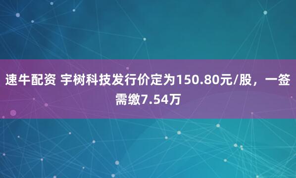 速牛配资 宇树科技发行价定为150.80元/股，一签需缴7.54万